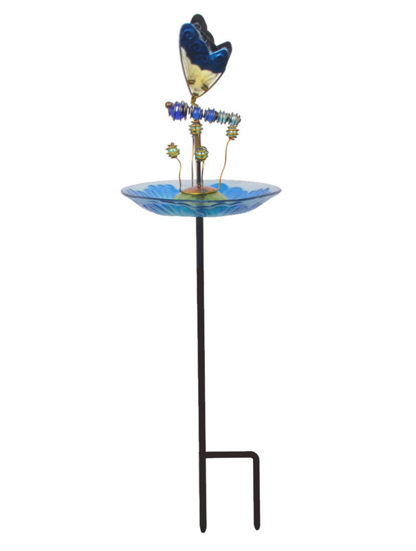 Sol 72 Outdoor Outdoor Butterfly Fusion Glass Decorative Bird