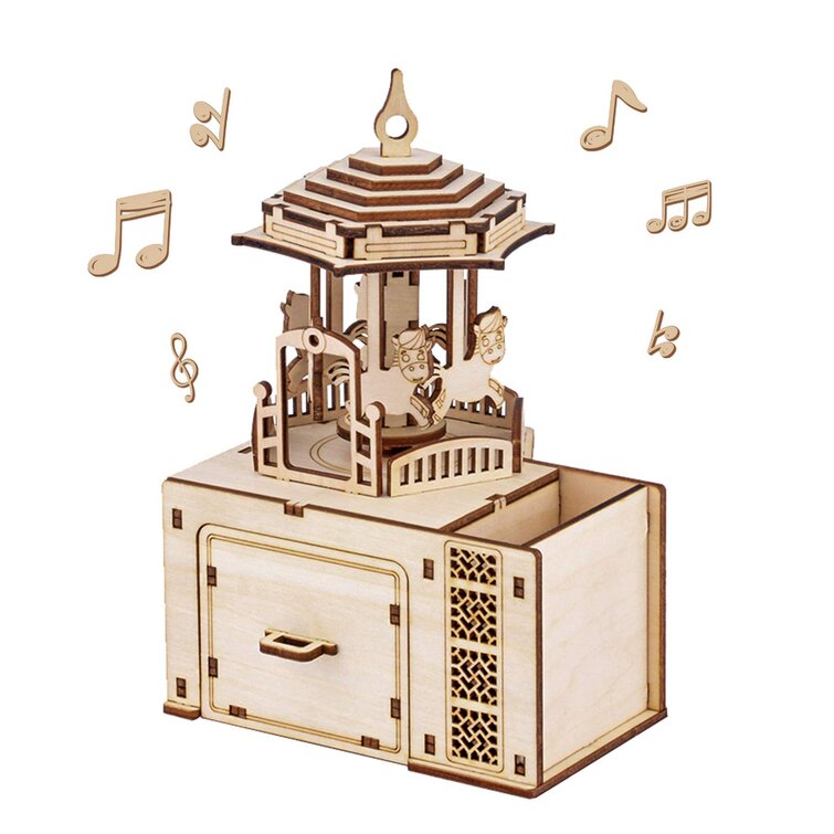 Gift Music Box,Architectural Music Box,Creative Wooden Music Box,Music Box,Children's Day Gift,Valentine's Day Gift,Wooden Crafts