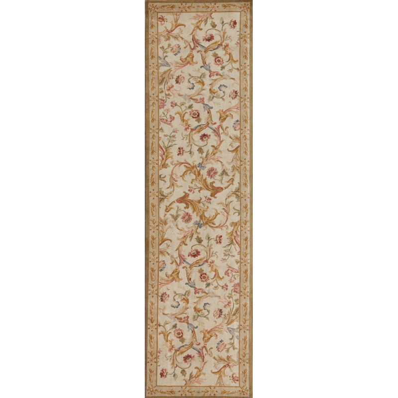 Samad Rugs One Of A Kind Runner Savonnerie Oriental Hand Knotted 3 X 12 Wool Beige Gold Area Rug Perigold