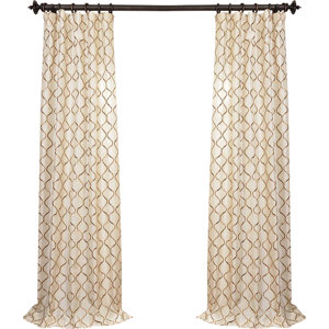 Tunisia Geometric Embroidered Faux Silk Rod Pocket Single Curtain Panel