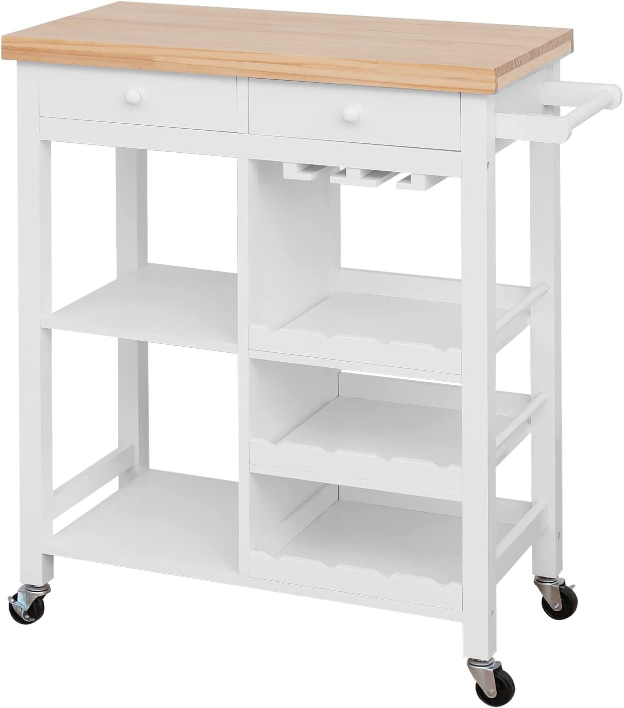 Hokku Designs Rolling Wood Kitchen Island Cart, Multipurpose Kitchen