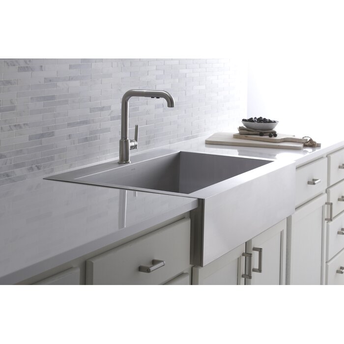 Vault Top Mount Single Bowl Stainless Steel Kitchen Sink With Shortened Apron Front For 36 Cabinet