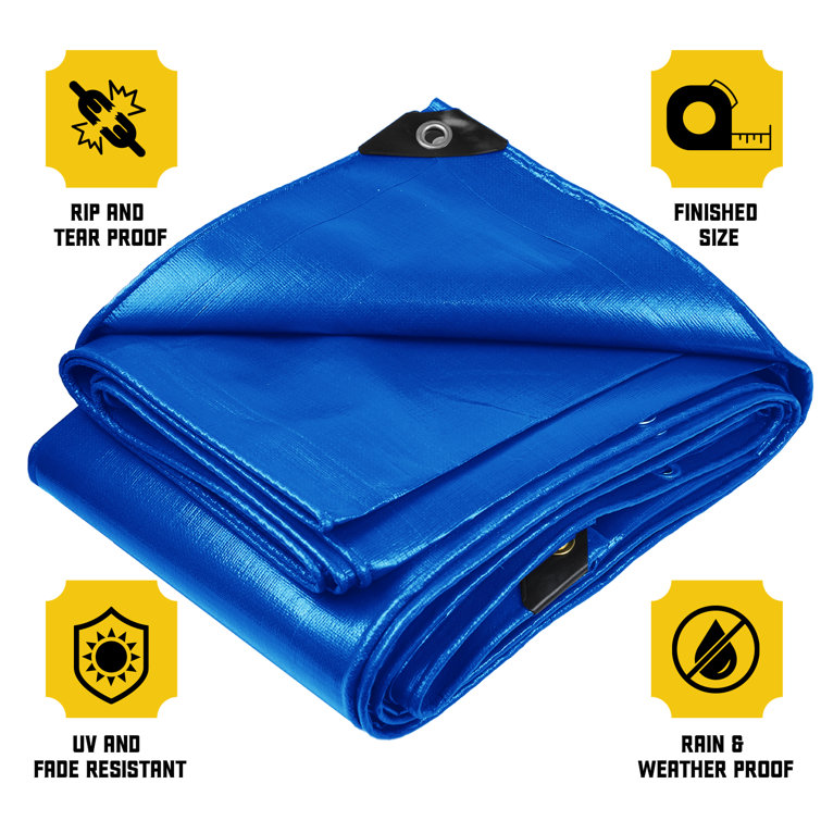 10' X 10' Premium Blue Multi-Purpose 6-mil Waterproof Poly Tarp Cover 10x10... 