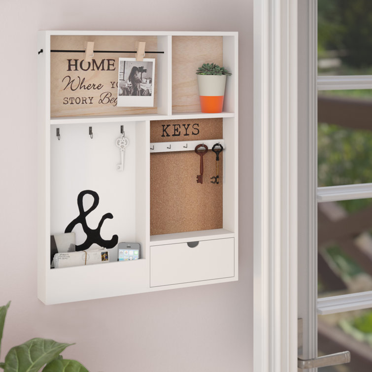 Gracie Oaks Murguia Wall Key Organizer With Key Hooks And Wall Baskets And Mail Storage Reviews Wayfair