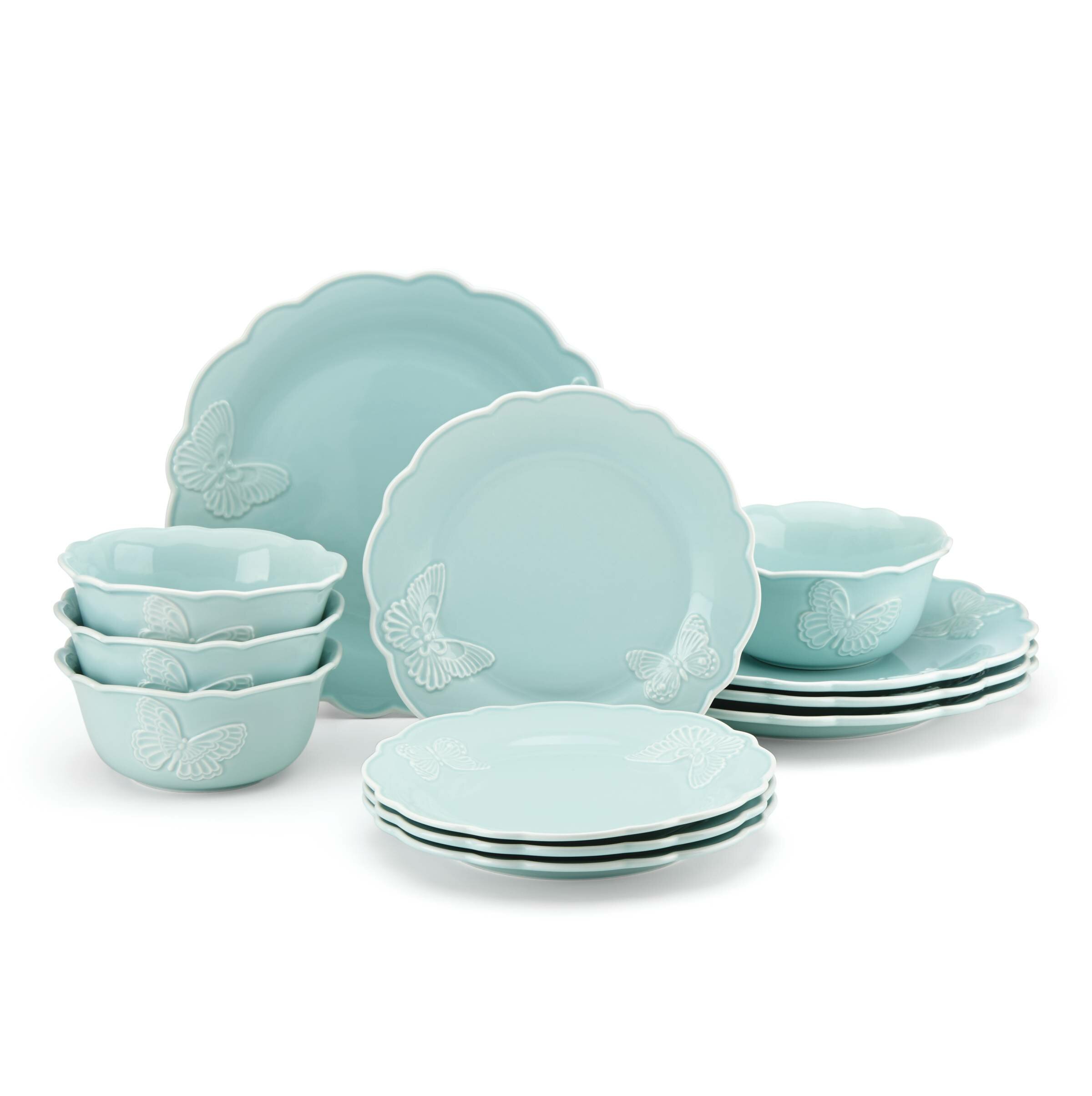Lenox Butterfly Meadow Carved 12 Piece Dinnerware Set, Service for 4