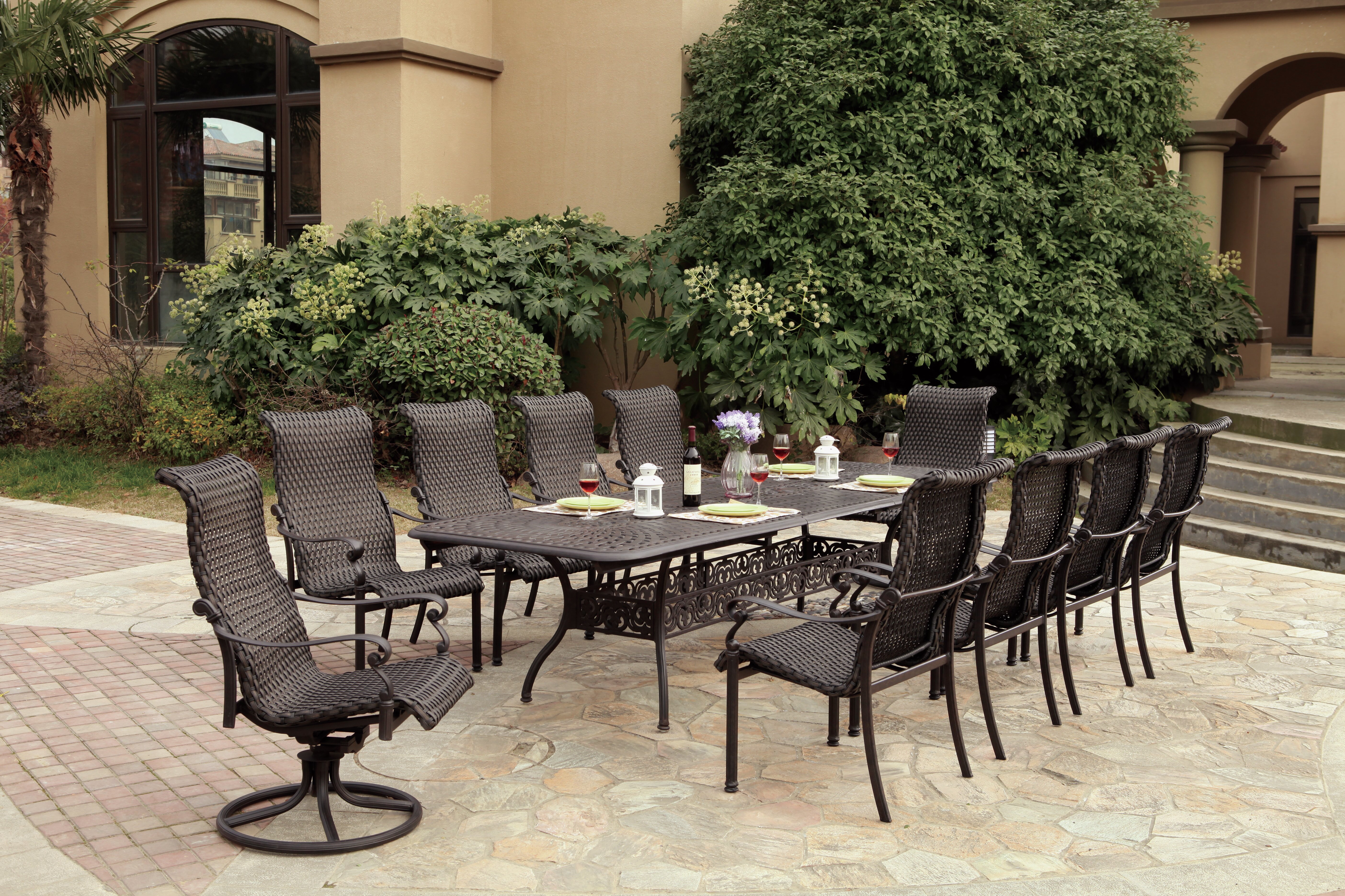 11 piece cast aluminum dining set