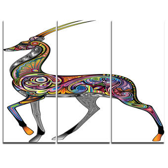 Designart The Clever Fox Illustration 3 Piece Wall Art On Wrapped Canvas Set Wayfair