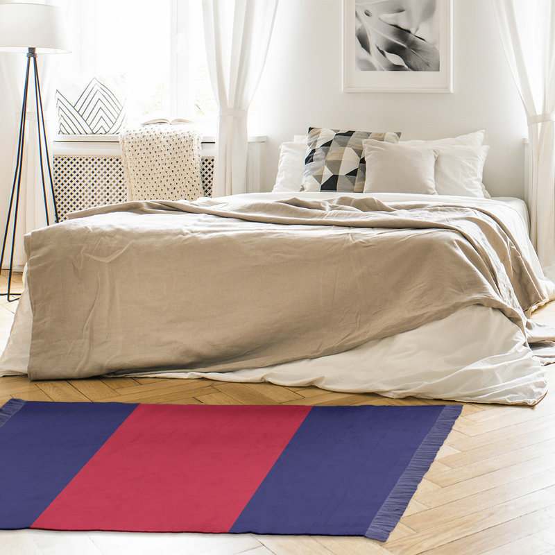 East Urban Home St Louis Striped Midnight Navy Blue Red Area Rug Wayfair