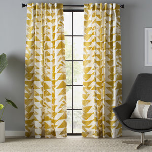 Katelyn Printed Cotton Twill Geometric Rod Pocket Single Curtain Panel