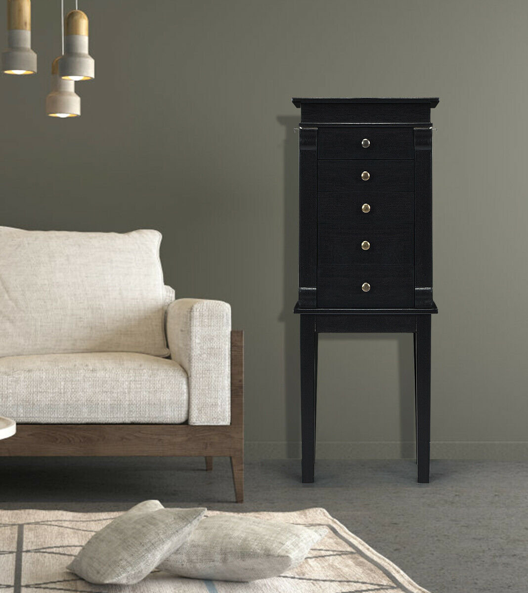 Alcott Hill Ambriz Storage Free Standing Jewelry Armoire With
