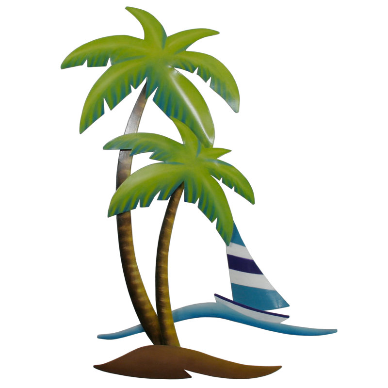 Bayou Breeze Palm Trees And Sailboat Metal Beach Wall Decor Wayfair