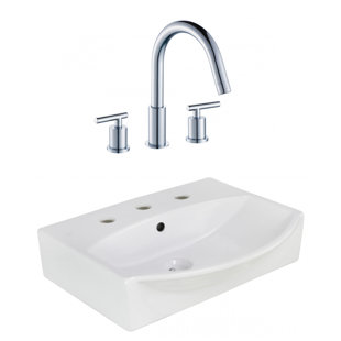 Go to store & view more images American Imaginations Ceramic Rectangular Bathroom Sink with Faucet and Overflow