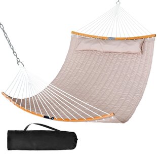 Double Hammock Swing with Tree Straps Backyard Ohuhu Folding Curved-Bar Design 2020 Upgraded Space-Saving Bamboo Hammock with Carrying Bag Portable Hammock for Patio Camping Beach,Colorful Stripe 