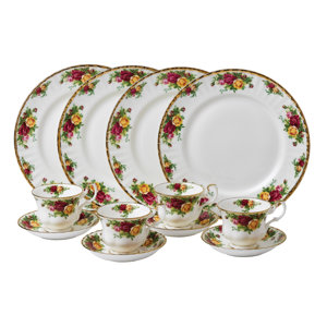 Old Country Roses Bone China 12 Piece Dinnerware Set, Service for 4