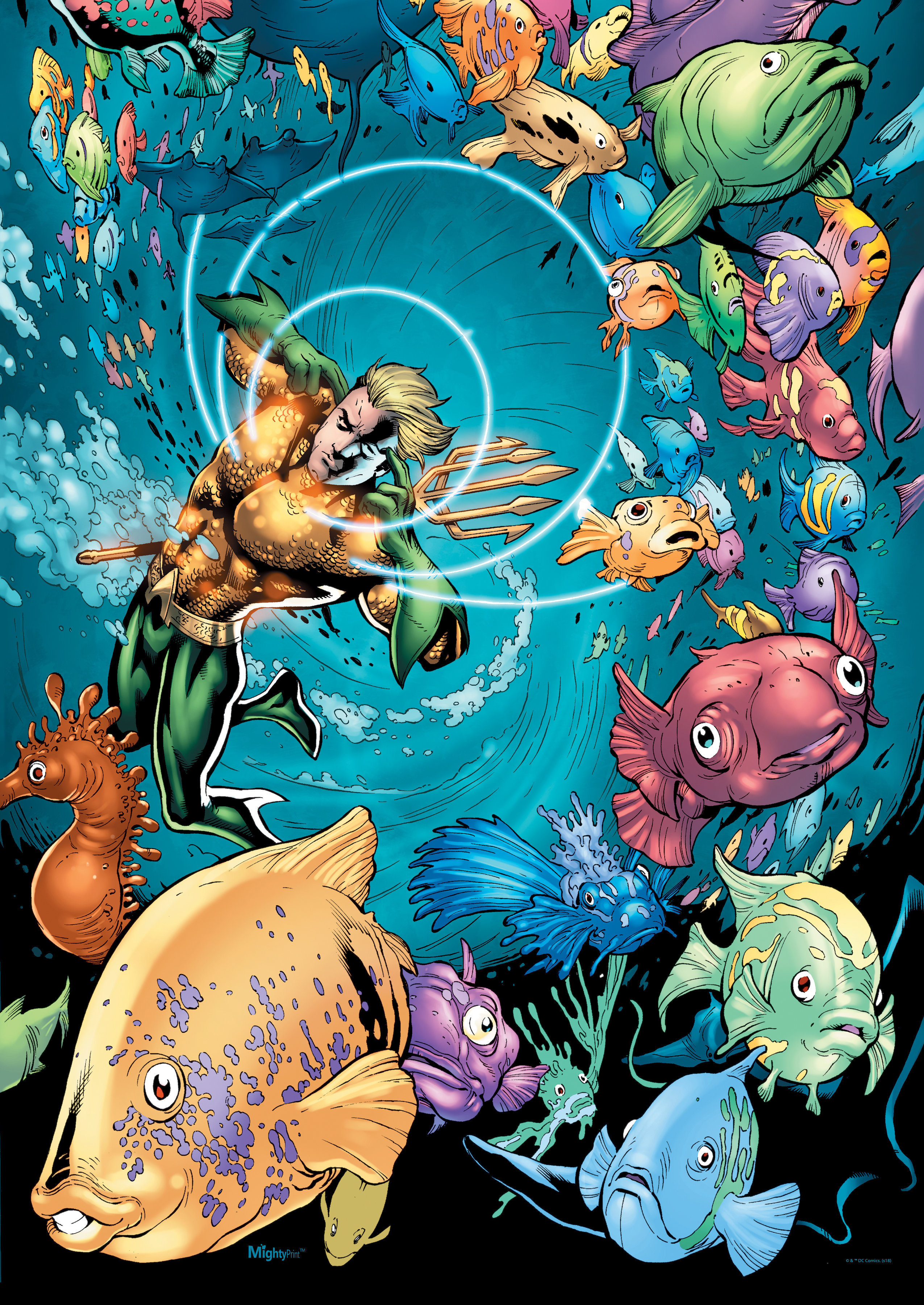 Mightyprint Aquaman Telepathy And Fish Comic Art Wall Decor Wayfair