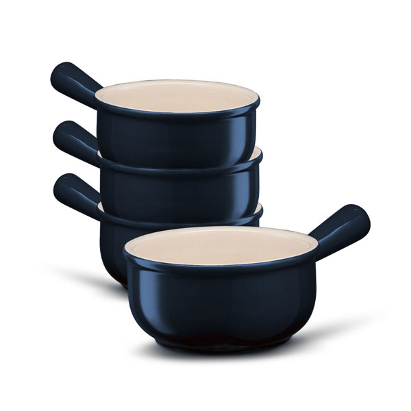 Soup Chilli Ceramic Make Red by KooK 22oz Soup Crocks with Handles Set of 4 