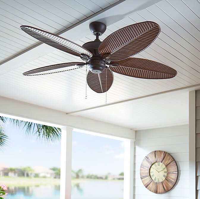 Details about   Ceiling Fan 52" Downrod Indoor Outdoor Tropical Wicker Blade Remote Pull Chain 