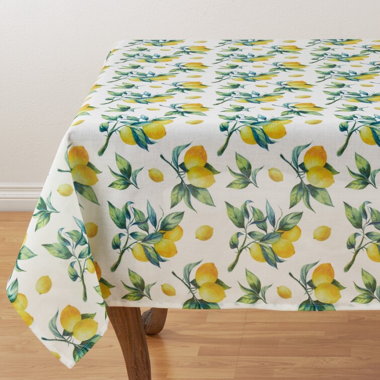 Lemons and Flowers 60 x 84 Inch Stain Resistant Washable Tablecloth INTERESTPRINT Oranges 