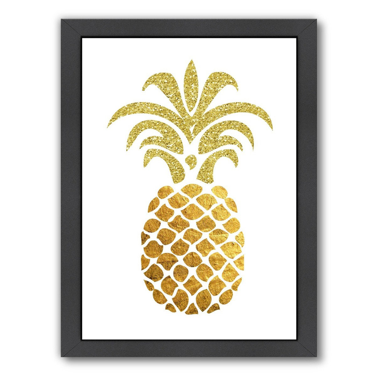 East Urban Home Pineapple 4 Framed Graphic Art In Gold And White Wayfair