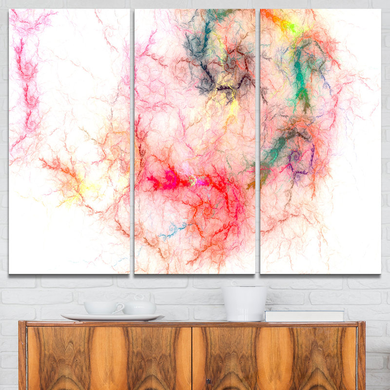 Designart Sparkling Red Stormy Sky 3 Piece Graphic Art On