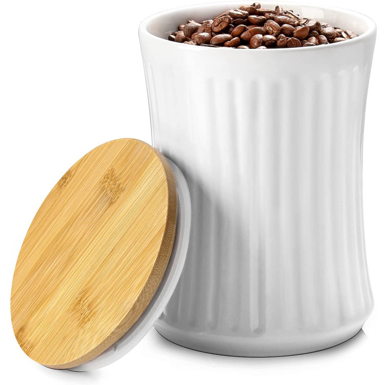 Gracie Oaks 37 Oz 1094 Ml Kitchen Canisters With Airtight Bamboo Lid Food Storage Container For Coffee Sugar Dog Treat Tea Wayfair