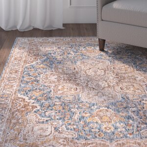 Matteson Traditional Navy/Orange Area Rug