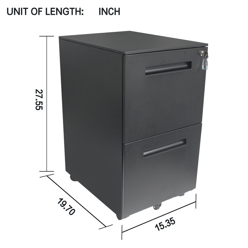 Inbox Zero 2 Drawer Movable File Cabinet Black Wayfair