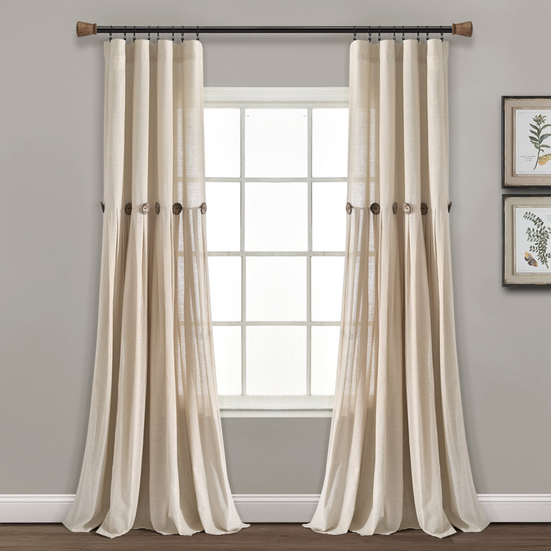 Linen Button New Window Curtain Panel Single Curtain Color: Dark Linen