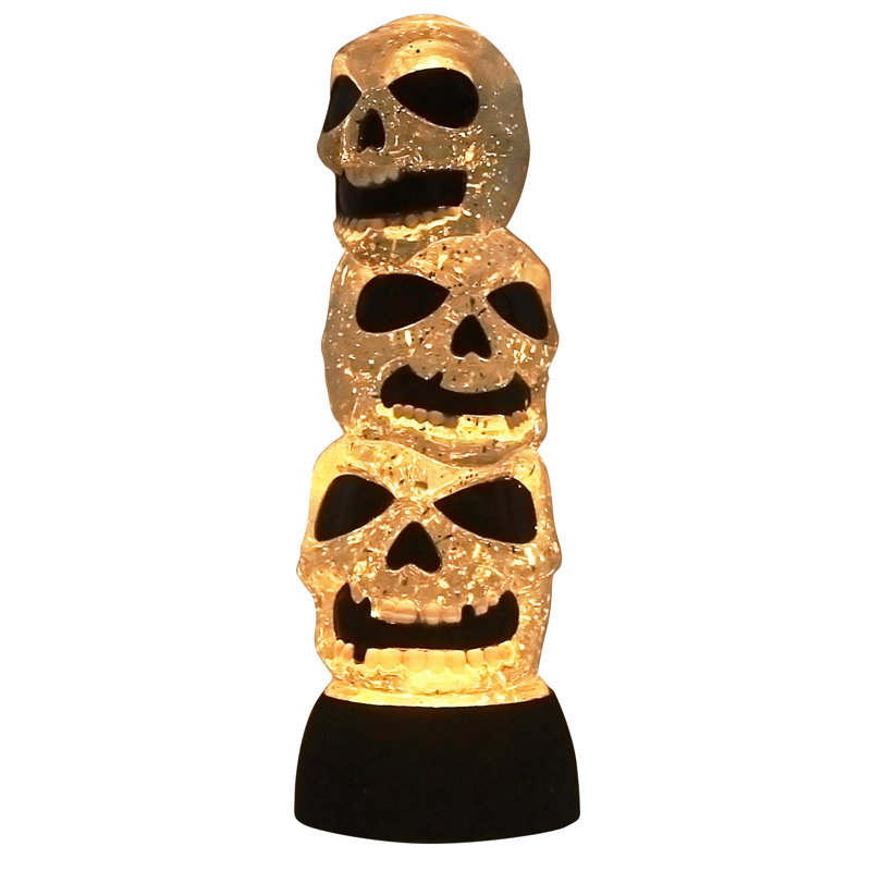 The Holiday Aisle Led Halloween Triple Skulls Stack Tower Snow Globe Wayfair