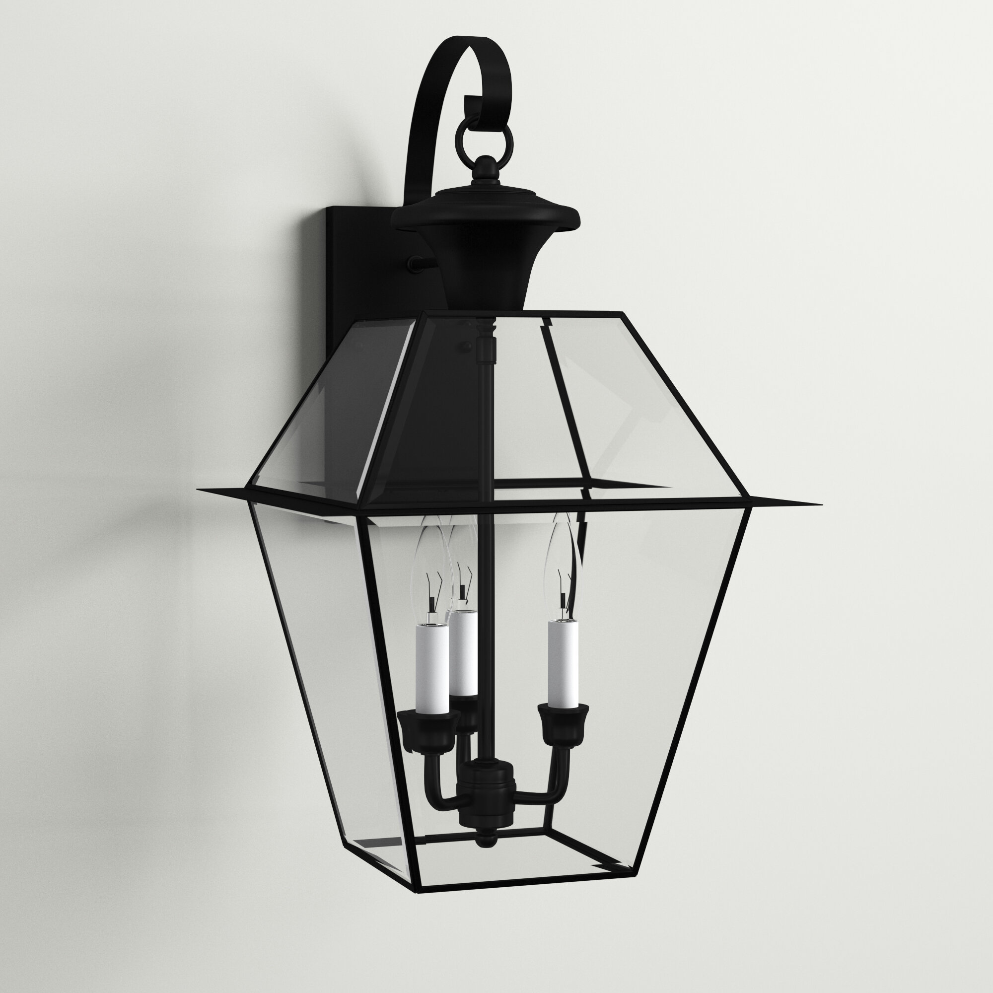 10.3H Rivet Industrial 3-Light Vanity Fixture With Bulb Matte Black with Glass Shade