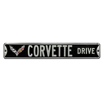 Car Brand Wall D&Atilde;cor AuthenticStreetSigns Car Brand Corvette Drive C7Black