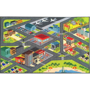 Playtime Machine Woven Gray Indoor/Outdoor Area Rug
