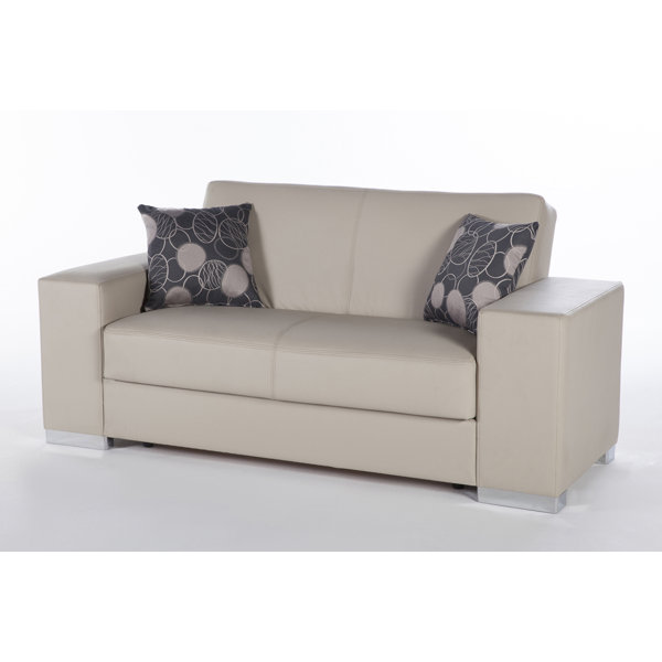 Orren Ellis Scollo 72" Wide Faux Leather Square Arm ... Orren ellis picariello velvet 72 square arm sofa.