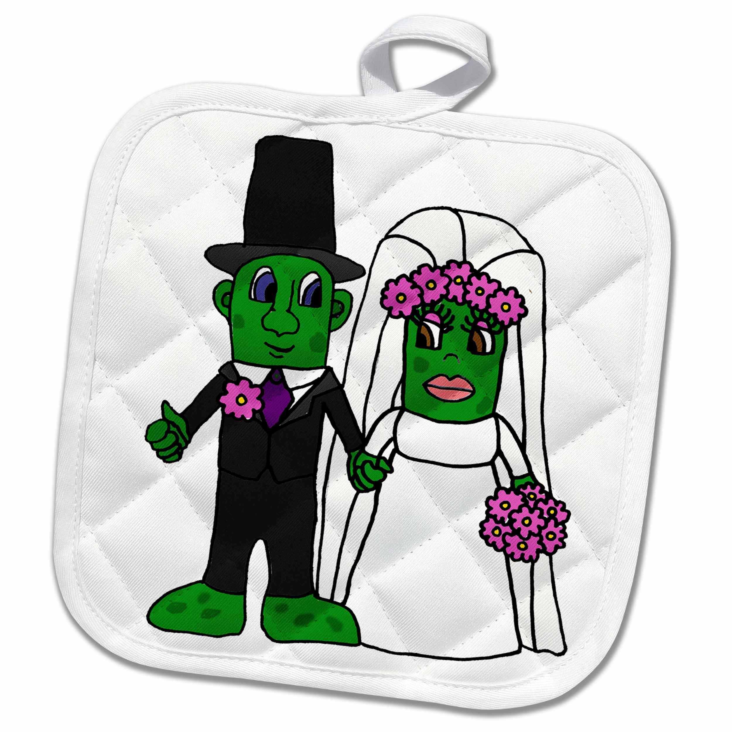 3drose Funny Bride And Groom Pickle Wedding Cartoon Potholder Wayfair