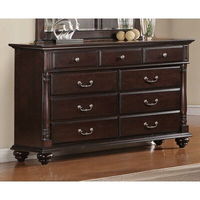 Mindy Traditional 9 Drawer Double Dresser Canora Grey Color Dark