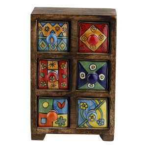 Curios 6 Drawer Wood Apothecary Accent Chest