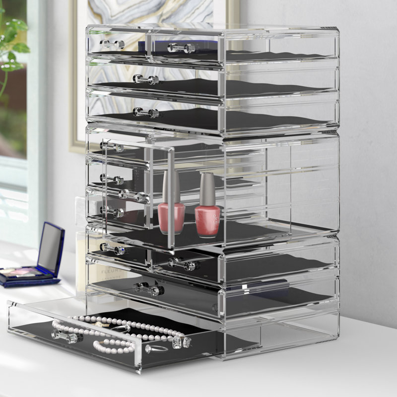 Rebrilliant Makeup 3 Piece Cosmetic Organizer Set With Mesh Pad