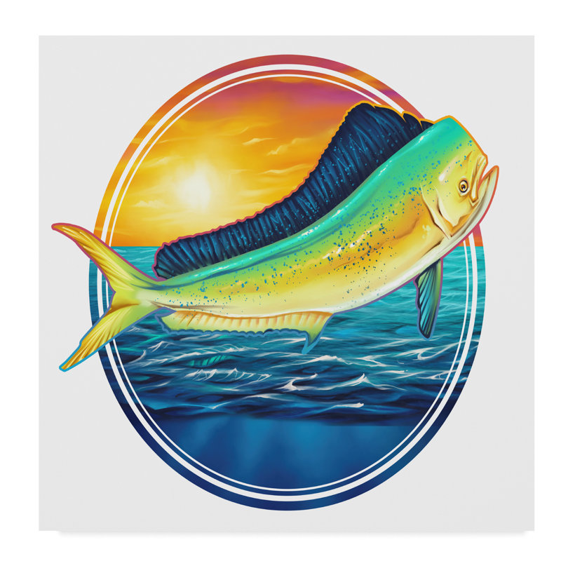 Trademark Art Dolphin Fish Illustration Acrylic Painting Print