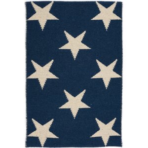 Star Hand Woven Blue/White Indoor/Outdoor Area Rug