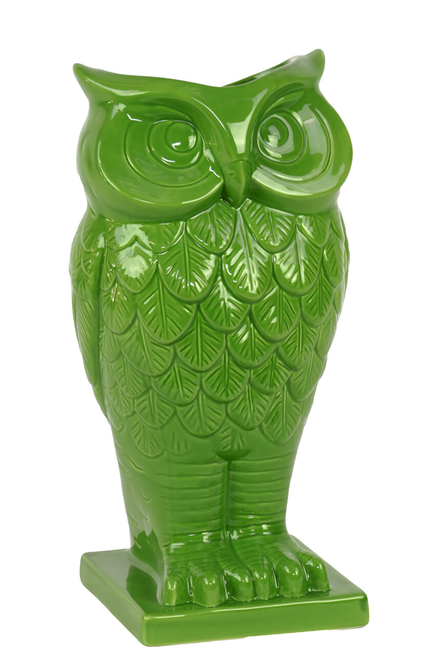 tedeschi ceramic owl vase with base in gloss