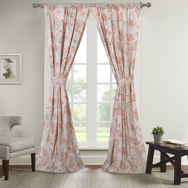 Red Barrel Studio Ennis Nature Floral Semi Sheer Curtain Panel Pairs Reviews Wayfair
