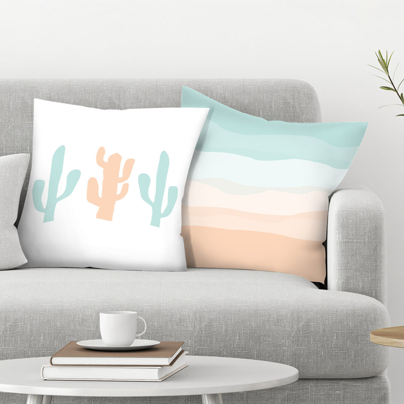 East Urban Home Jetty Printables 2 Piece Cactus Throw Pillow Insert Set