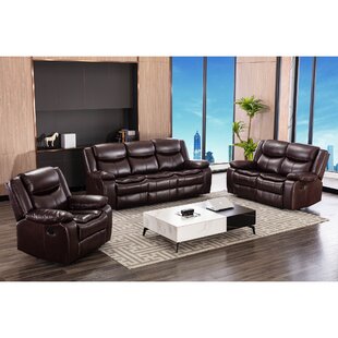 Eryana 3 Piece Faux Leather Reclining Living Room Set by Latitude Run