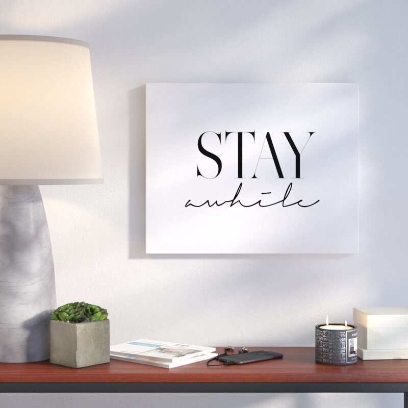 'Stay Awhile' Textual Art on Canvas