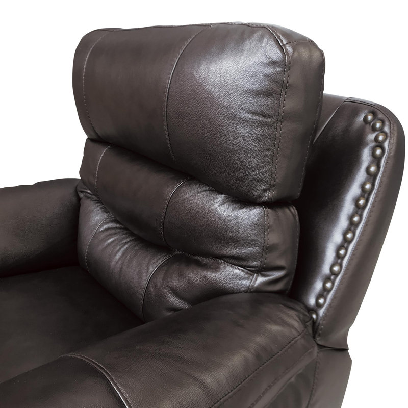 Red Barrel Studio Fabric Split Back Power Recliner Chair With Nailhead Trim Dark Brown Wayfair