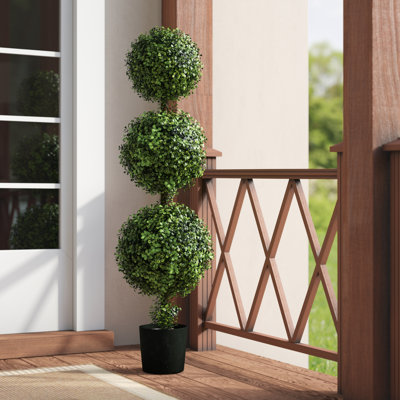 Darby Home Co Triple Ball Boxwood Topiary In Pot Reviews Wayfair