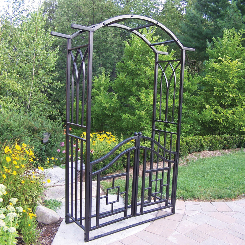 Oakland Living Royal Steel Arbor With Gate Reviews Wayfair