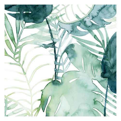 Palm Fronds in Watercolour II 1.92m x 1.92m Embossed Matt Peel & Stick Wall Mural East Urban Home