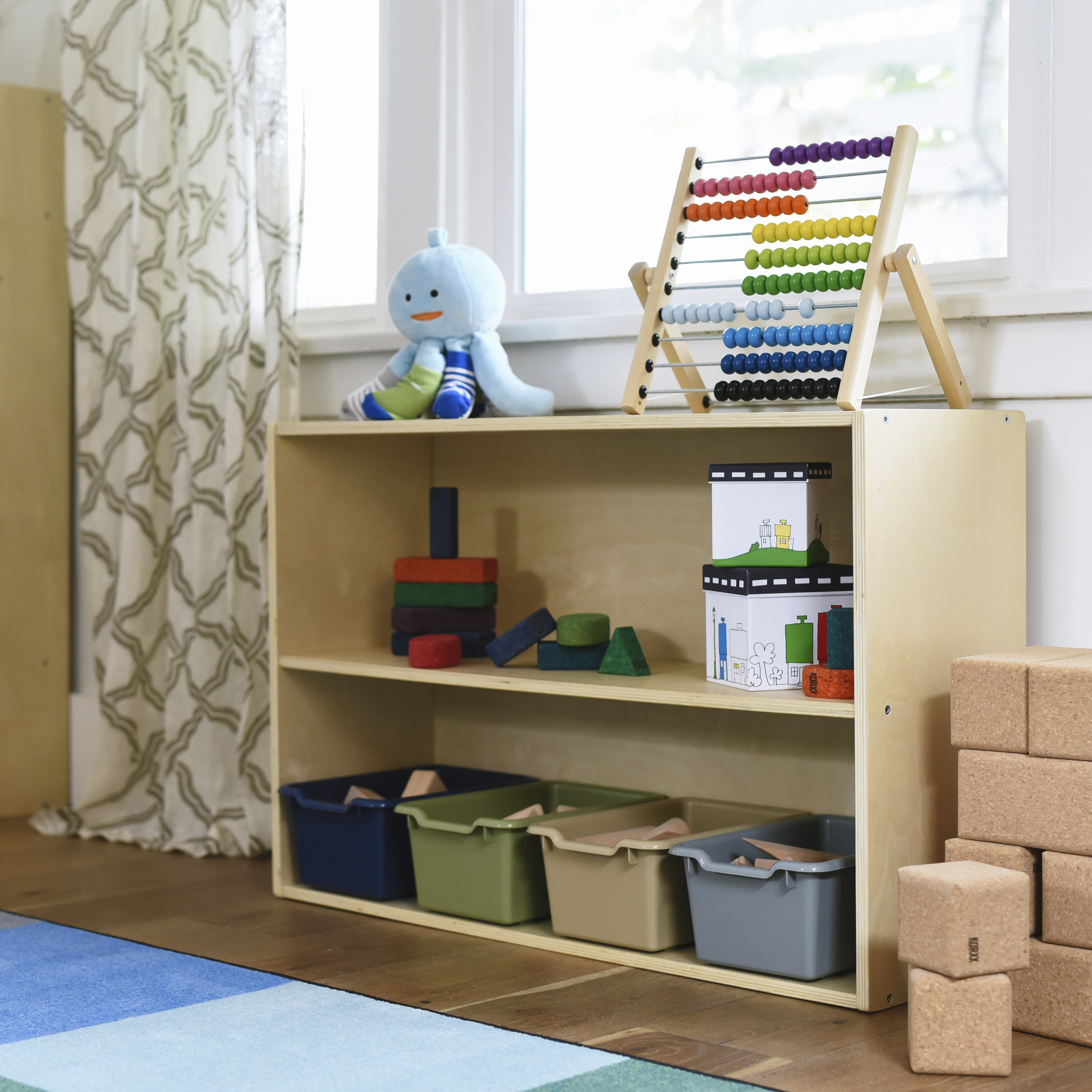 ECR4Kids Birch 2 Shelf Storage Cabinet with Back Wood Book Shelf Organizer/Toy Storage for Kids Natural 