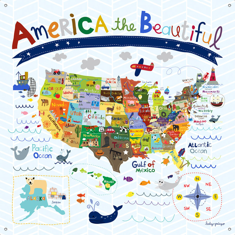 Oopsy Daisy Beautiful America By Lesley Grainger Canvas Wall Decal Wayfair